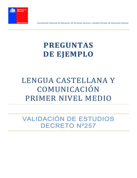 Preguntas De Ejemplo Lengua Castellana Y Comunicaci N