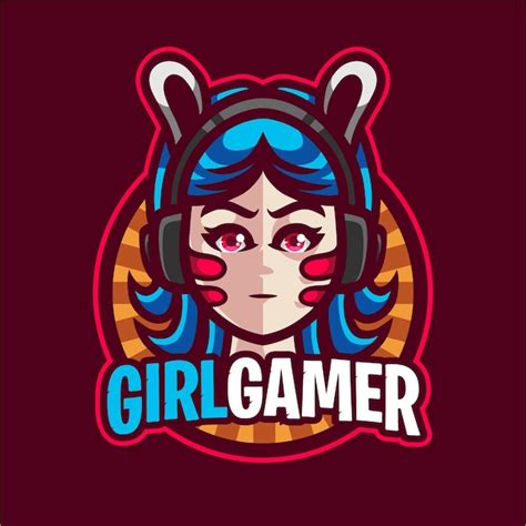 Premium Vector Cute Girl Gamer Mascot Gaming Logo