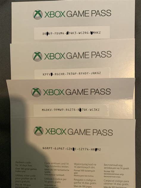 4x Xbox Game Pass 14day Codes R Xboxone