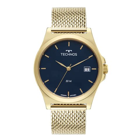 Rel Gio Technos Masculino Steel Dourado S Cy A Dourado