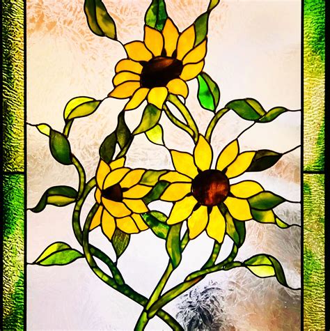 Sunflowers In Glass Stained Glass Flowers Stained Glass Ornaments