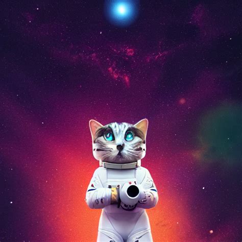 KREA AI Cosmic Astronaut Cat In Space Epic Atmosphere Be