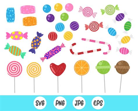 Candy Svg Bundle Sweets Candies Svg Candy Clipart Bundle Etsy