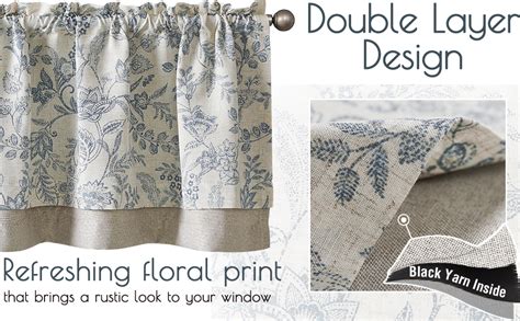 Topick Floral Kitchen Curtains Blackout Curtains Valance Botanic