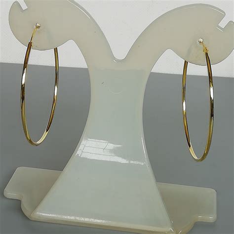 Large Gold Hoop Earrings Gold Hoops 45 Mm Gold Plated Etsy