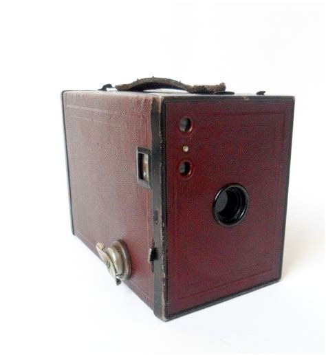 Vintage Box Camera Kodak No 2 Brownie Model F Burgundy 120 Roll Film