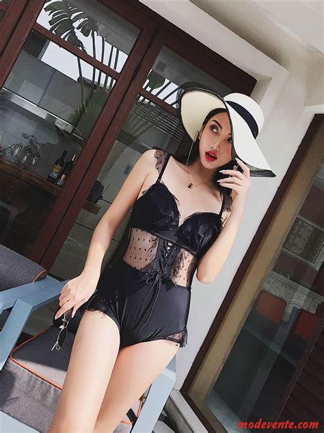 Bikini Femme Couvrir Le Ventre Maillot De Bain Petit Soutien Gorge Point D Onde Gros Mince Noir