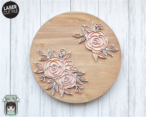 Flower Laser Cut File Svg Floral Laser File Laser Svg Files Layered Flower Laser Cut File Svg