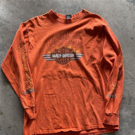 Y K Harley Davidson Flame Longsleeve T Shirt Tagged Depop