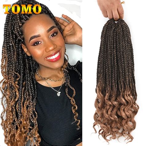 Tomo Goddess Box Braids Crochet Hair With Curly Ends 14 18 24inch 3s Wavy Box Braids Synthetic