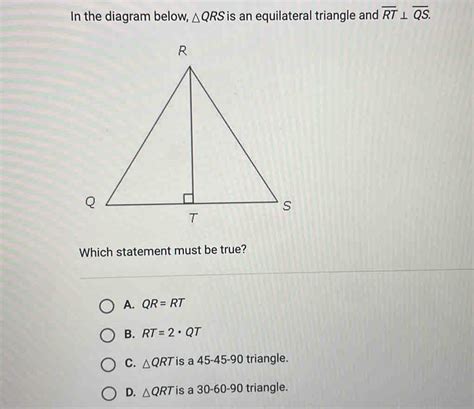 Solved In The Diagram Below Qrs Is An Equilateral Triangle And