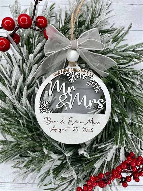 Personalized Wedding Christmas Ornament Our First Christmas Married