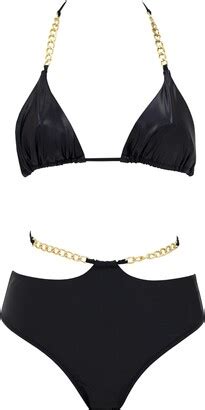 Aulala Paris Vintage Glam Golden Chain Bikini Black Shopstyle Two