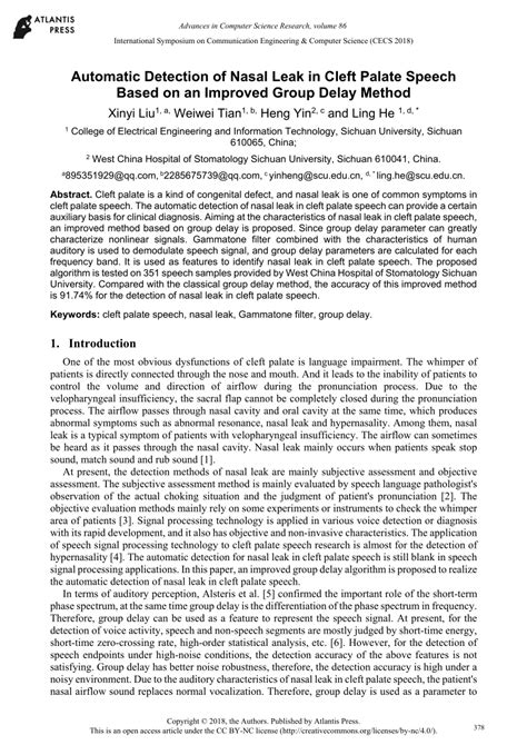 Pdf Automatic Detection Of Nasal Leak In Cleft Palate Speech Based On An Improved Group Delay