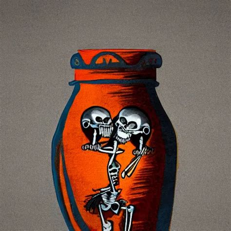 Skeletons Running Painted On A Roman Jar Abstract Stable Diffusion