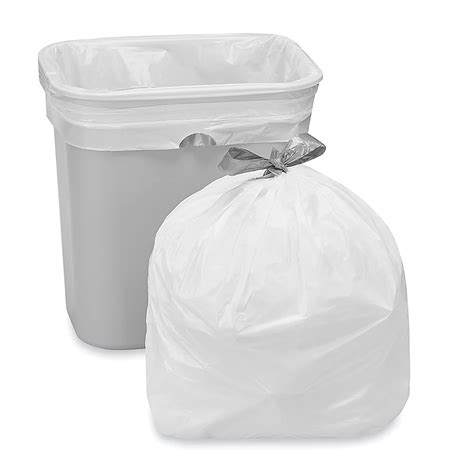 Drawstring Trash Liners - .7 Mil, 4 Gallon, White S-23040W - Uline