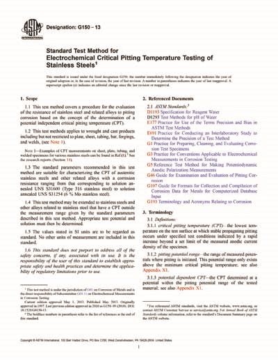 Astm G Standard Test Method For Electrochemical Critical