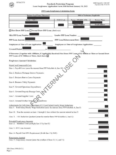 Fillable Online Puc Nh Ppp Loan Forgiveness Application Form 3508s