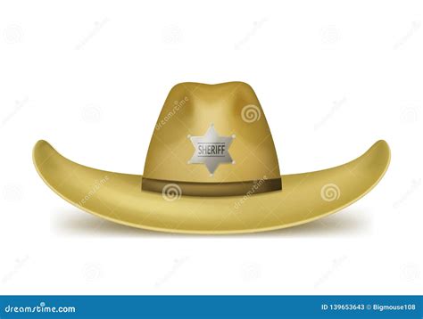 Realistic 3d Detailed Brown Sheriff Hat Vector Stock Vector