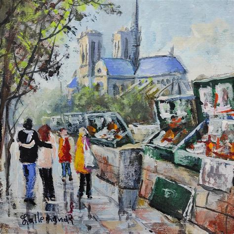 Peinture Bouquinistes quai de Seine par Lallemand Yves Carré d artistes