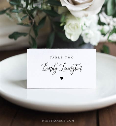 Elegant Wedding Place Card Template 100 Editable Printable Etsy