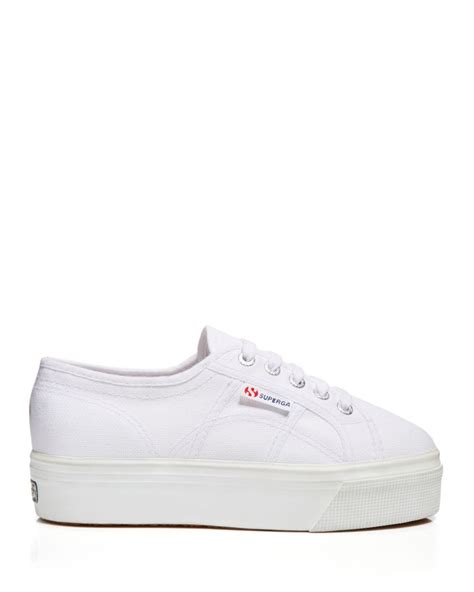 Superga Lace Up Sneakers - Platform in White | Lyst