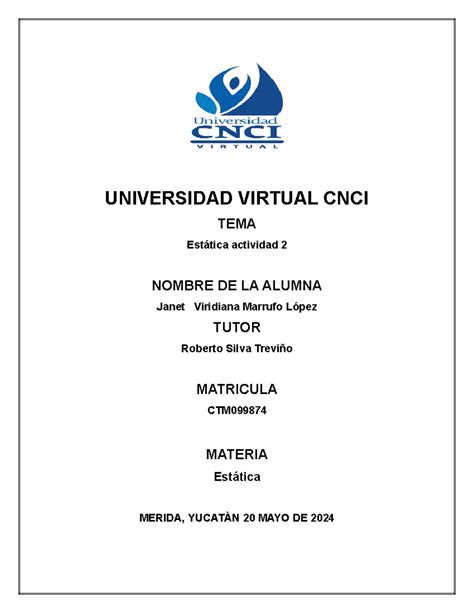 Estatica Actividad Tarea De Est Tica Universidad Virtual Cnci