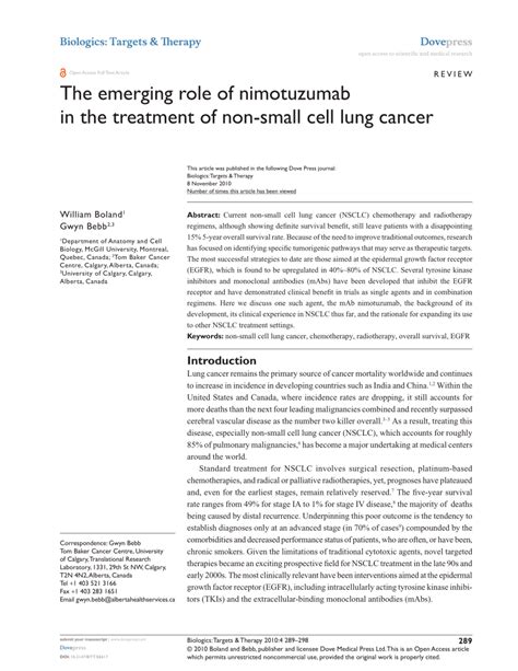 PDF The Emerging Role Of Nimotuzumab In The Treatment Of Non Small