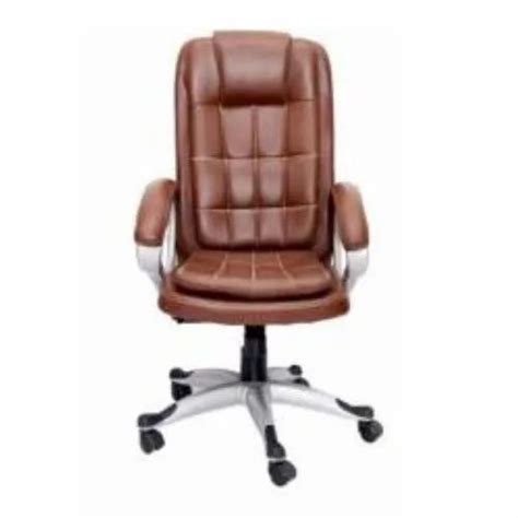 Brown Leather Fixed Arms Office Revolving Chair At In Ludhiana