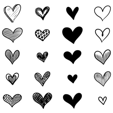 Premium Vector Set Of Doodle Hearts Isolated On White Background Hand