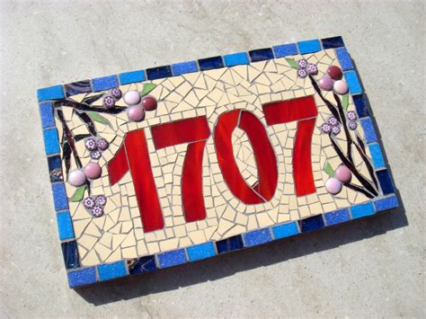 Mosaic House Number Sign Plaque Street Address Custom Etsy