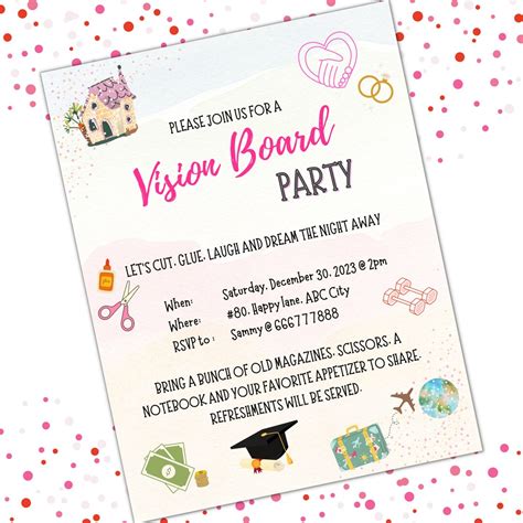 Vision Board Party Invitation, Vision Board Party Flyer, DIY Editable ...