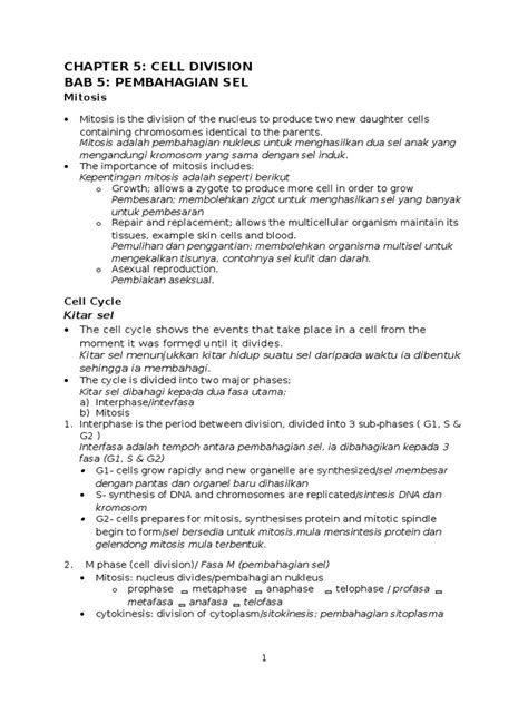 Form 4 Biology Chapter 5 Cell Division Pdf