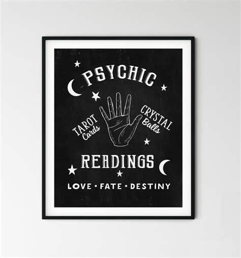 Psychic Reader Sign Palmistry Art Print Printable Fortune Teller Poster