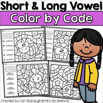 Short Vowel And Long Vowel Color By Vowel Coloring Sheets Practice