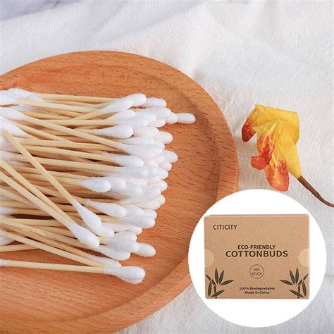 Cotton Swabs Qtips 200 Bamboo Natural Biodegradable Ear Buds Cotton