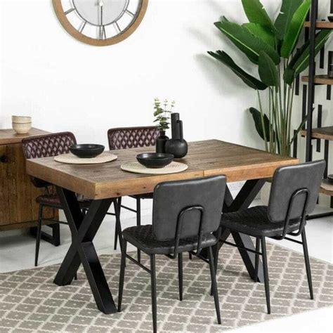 Brooklyn Extendable Cross Leg Dining Table 140cm 180cm Fw Homestores