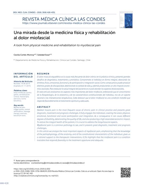 Pdf Una Mirada Desde La Medicina Física Y Rehabilitación Al Dolor