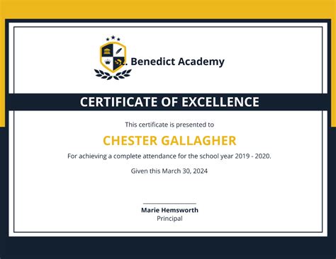 Free School Attendance Certificate Template Edit Online And Download