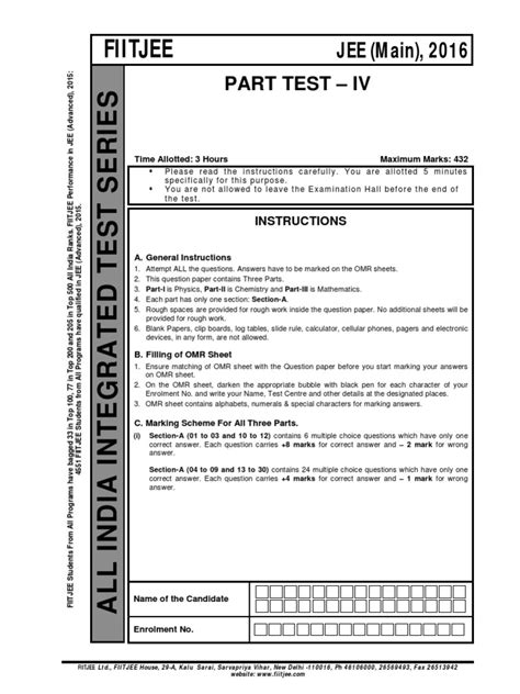 All India Test Series Fiitjee Jee Pdf Photoelectric Effect Lens Optics