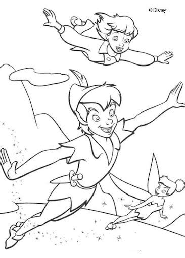 Peter Pan Wendy Y Tinkerbell Volando Para Colorear Imprimir E Dibujar