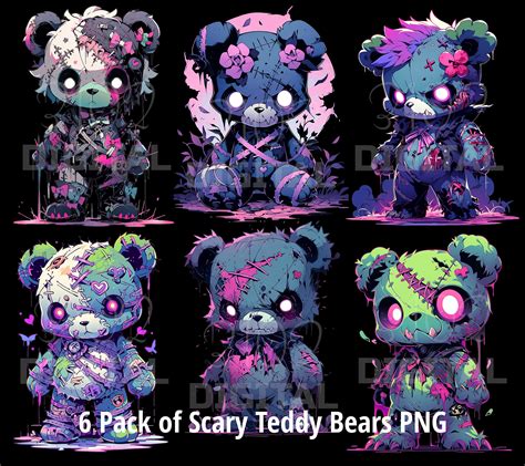 Scary Teddy Bears Mega Bundle Vol 1 24 PNG Spooky Zombie Teddybear