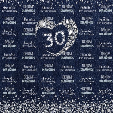 Denim And Diamonds Photo Backdrops 30th Birthday Party Backdrop Party