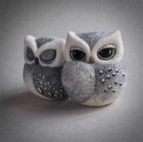 Needle Felted Owl Owl Sculpture By The Lady Moth On Etsy