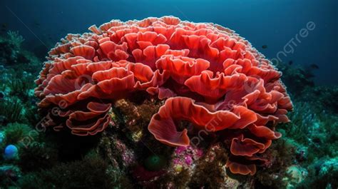 Karang Merah Di Terumbu Karang Di Lautan Karang Ceria Yang Tumbuh Di