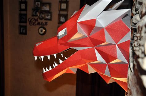 3d Dragon Head Papercraft Origami Pdf Diy Kit For Adults Etsy