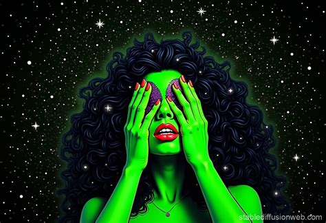 Woman In Psychedelic Painting Stable Diffusion Online