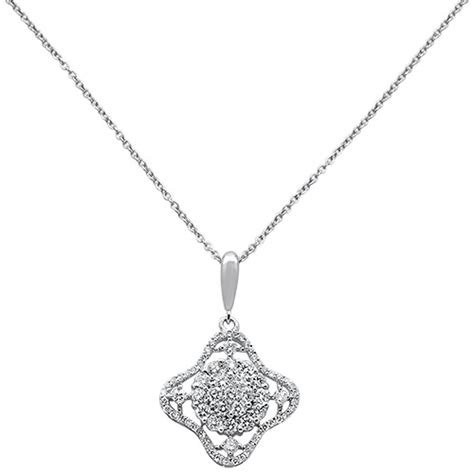 Sonara Jewelry 92ct G Si 14k White Gold Filigree Diamond Pendant