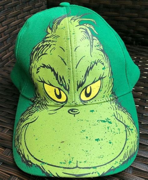 Universal Studios Dr Seuss The Grinch Green Baseball Style Hook And Loop