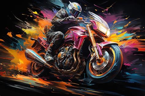 Premium Photo | Graffiti with male biker motorcyclist on a sports ...